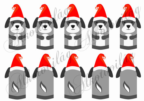 Kutya ujjbábok karácsonyi sapiban