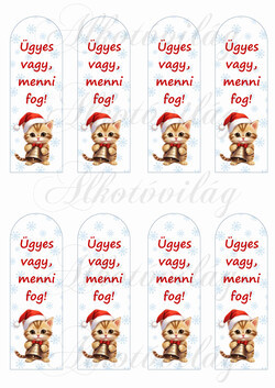 Motivációs könyvjelzők karácsonyi cicákkal