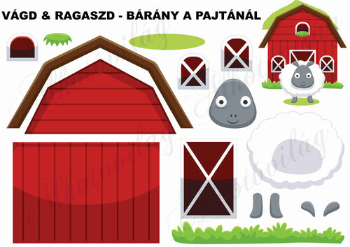 Vágd és ragaszd-BÁRÁNY A PAJTÁNÁL