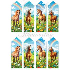 Könyvjelzők lovakkal és szivárvánnyal - 13 x 4,3 cm