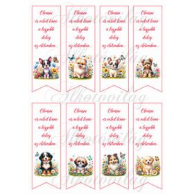   Könyvjelzők cuki kiskutyákkal, virágokkal - OLVASNI ÉS VELED LENNI... felirattal