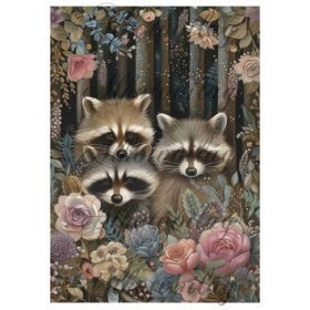 Woodland - cuki borzok virágokkal 20 x 28 cm