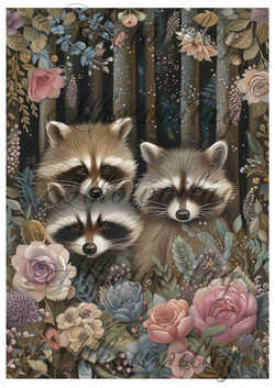 Woodland - cuki borzok virágokkal 20 x 28 cm