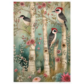 Woodland - harkályok virágokkal