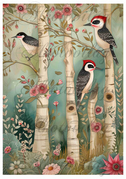 Woodland - harkályok virágokkal