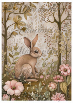 Woodland - nyuszi virágokkal 20 x 28 cm