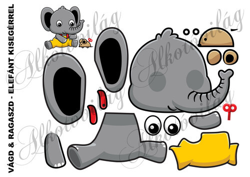 Vágd és ragaszd- ELEFÁNT KISEGÉRREL