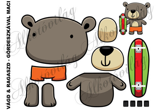 Vágd és ragaszd- GÖRDESZKÁVAL MACI