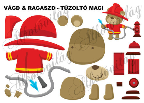 Vágd és ragaszd- TŰZOLTÓ MACI