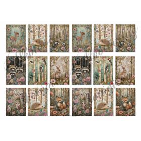 Woodland kártyák - cuki állatkák virágokkal 6 x 4 cm