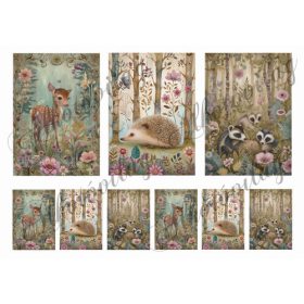   Woodland kártyák - cuki őzike, süni és borzok  12 x 8,5 cm és 6 x 4 cm