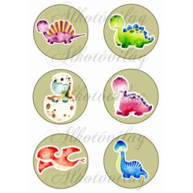 Kézzel festett dinoszauruszok 8,5 cm-es körökben 2