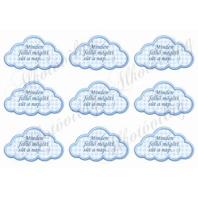 Felhők 9 x 5 cm felirattal
