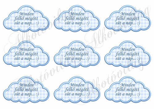 Felhők 9 x 5 cm felirattal