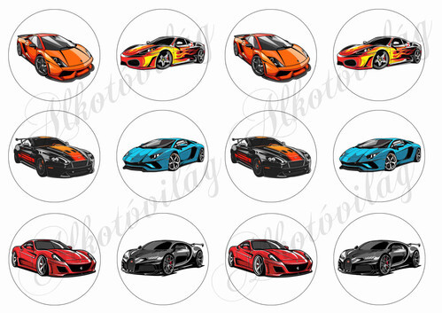 Sportautók 6 cm-es körökben