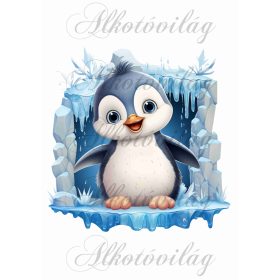   Párnablokk - vászontáska blokk - Pingvin jégbarlangban - kb 19,5 x 19,5 cm