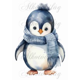   Párnablokk - vászontáska blokk - Pingvin kék sálban - kb 27 x 19 cm