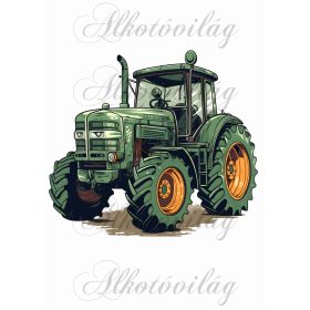   Párnablokk - vászontáska blokk - Zöld traktor 2 - kb. 17 x 19 cm