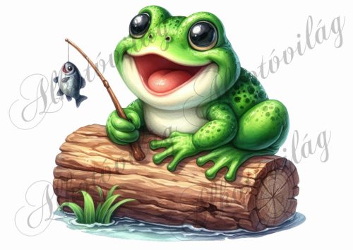 Párnablokk - vászontáska blokk - Cuki horgászó békával