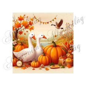   Párnablokk - vászontáska blokk - Libás őszi kép tökökkel 3