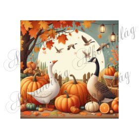   Párnablokk - vászontáska blokk - Libás őszi kép tökökkel