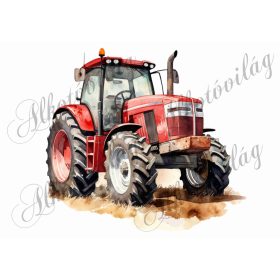   Párnablokk - vászontáska blokk piros traktorral - kb. 20 x 22 cm