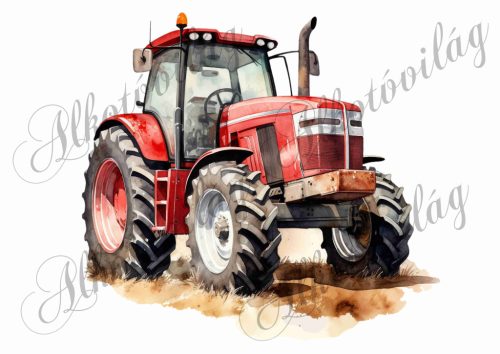 Párnablokk - vászontáska blokk piros traktorral - kb. 20 x 22 cm