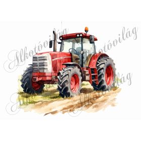   Párnablokk - vászontáska blokk piros traktorral - kb. 20 x 23 cm