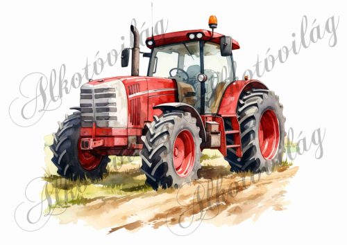 Párnablokk - vászontáska blokk piros traktorral - kb. 20 x 23 cm