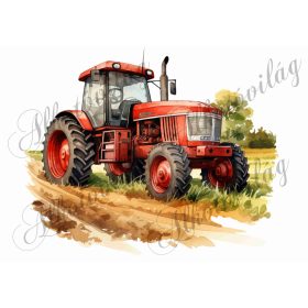   Párnablokk - vászontáska blokk piros traktorral - kb. 20 x 25 cm