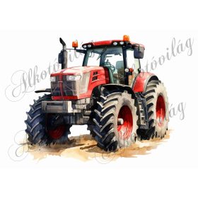   Párnablokk - vászontáska blokk piros traktorral 3 - kb. 20 x 24 cm