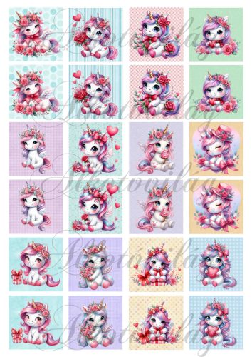 Valentin napi unikornisok szívekkel - MEMÓRIAKÁRTYÁKON