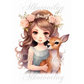   Párnablokk - vászontáska blokk - barna hajú hercegnő őzikével 2