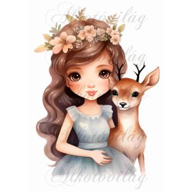   Párnablokk - vászontáska blokk - barna hajú hercegnő őzikével