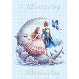   Párnablokk - vászontáska blokk - Herceg és hercegnő pillangók között pöttyös háttérrel