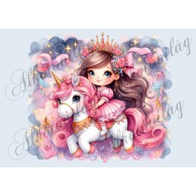   Párnablokk - vászontáska blokk - hercegnő rózsaszín sörényű unikornissal