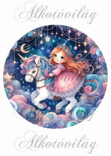 Párnablokk - vászontáska blokk - hercegnő unikornissal az éjszakában