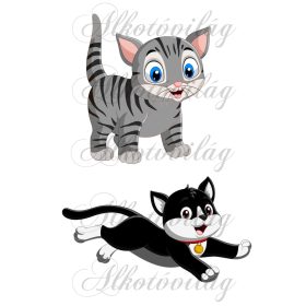 Fekete és szürke cica - MESESZEREPLŐK