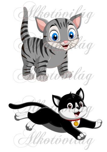 Fekete és szürke cica - MESESZEREPLŐK