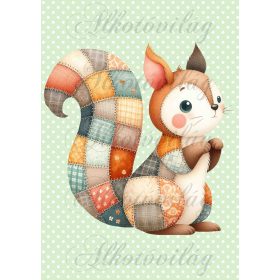   Patchwork mókus pöttyös háttérrel - PÁRNABLOKK, VÁSZONTÁSKA BLOKK, PATCHWORK BLOKK, UZSONNÁSTASAK BLOKK