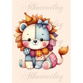   Patchwork oroszlán pöttyös háttérrel - PÁRNABLOKK, VÁSZONTÁSKA BLOKK, PATCHWORK BLOKK, UZSONNÁSTASAK BLOKK