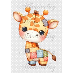   Patchwork zsiráf pöttyös háttérrel - PÁRNABLOKK, VÁSZONTÁSKA BLOKK, PATCHWORK BLOKK, UZSONNÁSTASAK BLOKK
