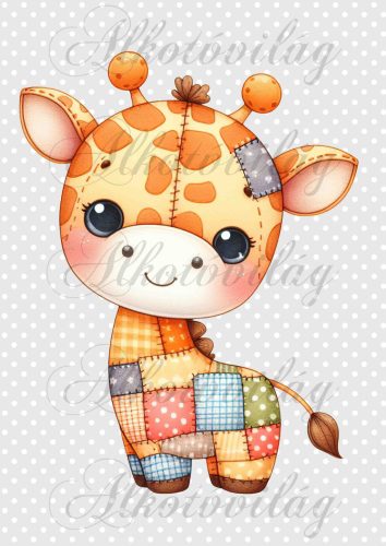 Patchwork zsiráf pöttyös háttérrel - PÁRNABLOKK, VÁSZONTÁSKA BLOKK, PATCHWORK BLOKK, UZSONNÁSTASAK BLOKK