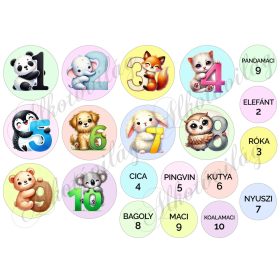 Számok kedves állatkákkal és nevekkel - 6 cm