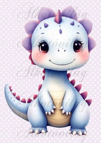Cuki dinoszaurusz pöttyös háttérrel - PÁRNABLOKK, VÁSZONTÁSKA BLOKK, PATCHWORK BLOKK, UZSONNÁSTASAK BLOKK
