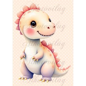   Cuki dinoszaurusz pöttyös háttérrel 2 - PÁRNABLOKK, VÁSZONTÁSKA BLOKK, PATCHWORK BLOKK, UZSONNÁSTASAK BLOKK