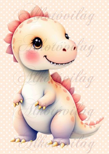Cuki dinoszaurusz pöttyös háttérrel 2 - PÁRNABLOKK, VÁSZONTÁSKA BLOKK, PATCHWORK BLOKK, UZSONNÁSTASAK BLOKK