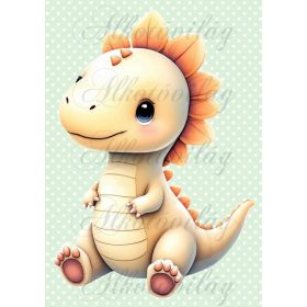   Cuki dinoszaurusz pöttyös háttérrel 3 - PÁRNABLOKK, VÁSZONTÁSKA BLOKK, PATCHWORK BLOKK, UZSONNÁSTASAK BLOKK