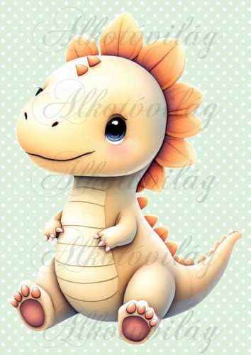Cuki dinoszaurusz pöttyös háttérrel 3 - PÁRNABLOKK, VÁSZONTÁSKA BLOKK, PATCHWORK BLOKK, UZSONNÁSTASAK BLOKK