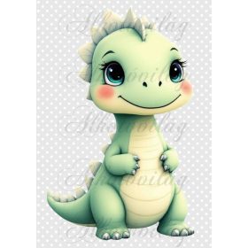   Cuki dinoszaurusz pöttyös háttérrel 4 - PÁRNABLOKK, VÁSZONTÁSKA BLOKK, PATCHWORK BLOKK, UZSONNÁSTASAK BLOKK